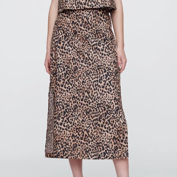 GAP Leopard Linen-Blend Maxi Slip Skirt/NWT/M - Picture 4 of 15